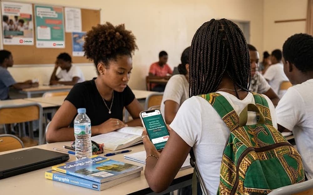Lycéens en classe consultant Dékole en Antilles-Guyane